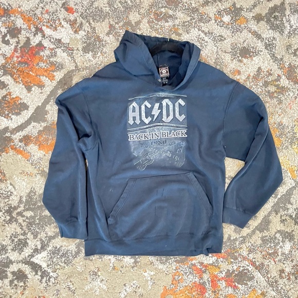 2007 Retro AC DC 1980 Back in BLACK HOODIE size Large - Picture 1 of 10
